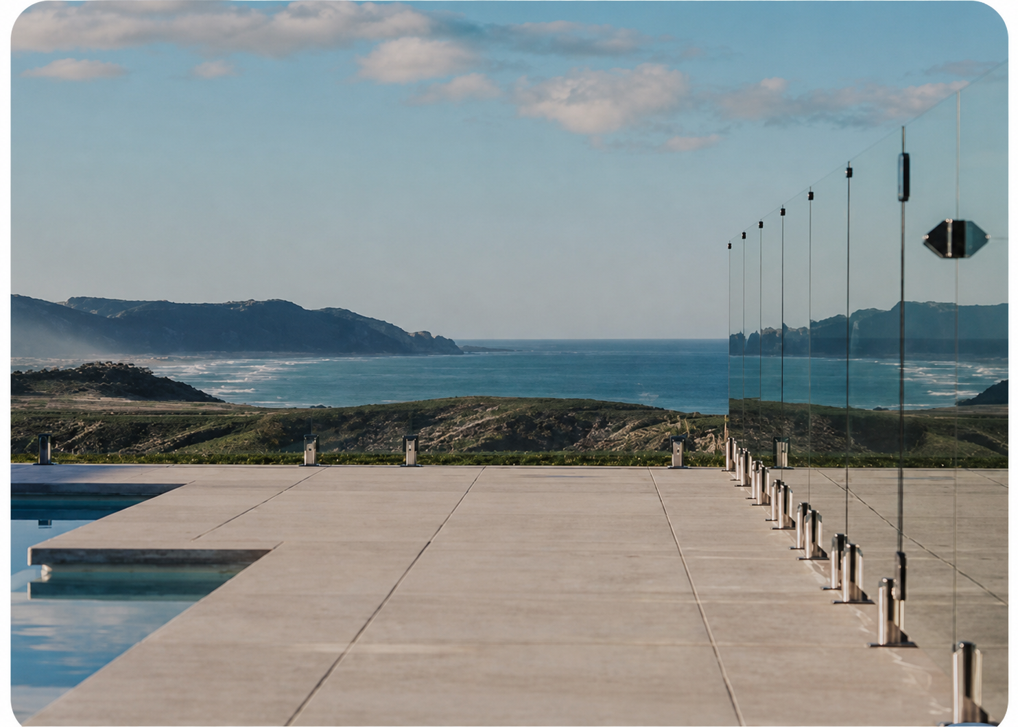 Ocean Beach View glass pool fencing installation